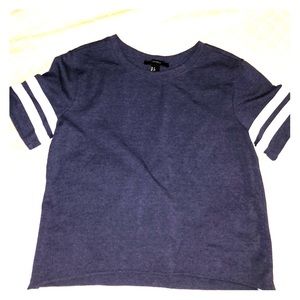 Blue cotton graphic T shirt